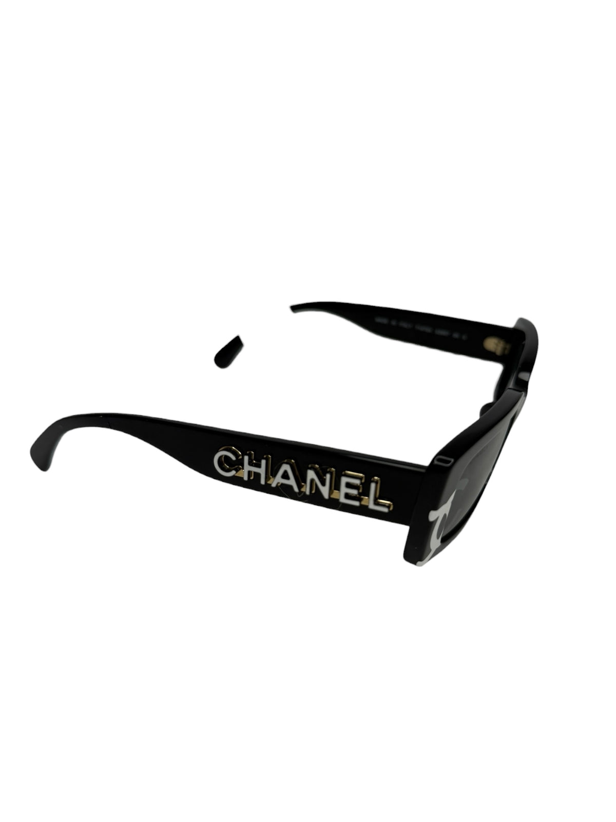 Chanel White CC Sunglasses Black T9030
