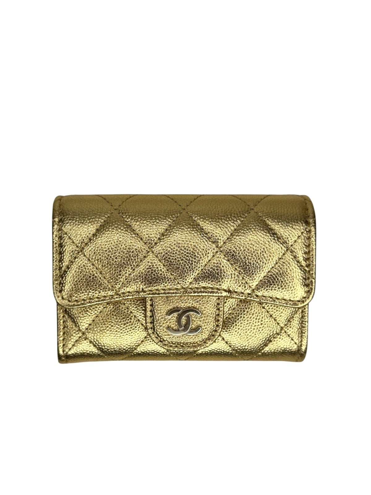 Chanel Gold Caviar Flap Card Case T9077