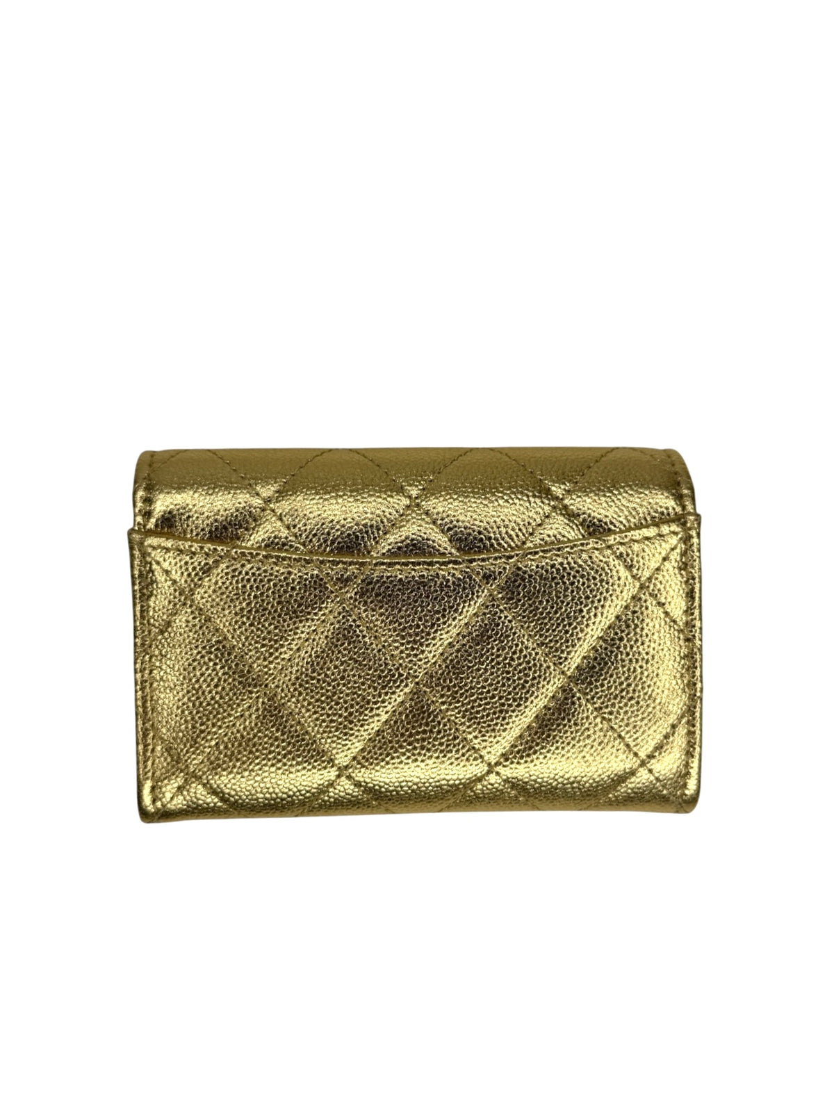 Chanel Gold Caviar Flap Card Case T9077