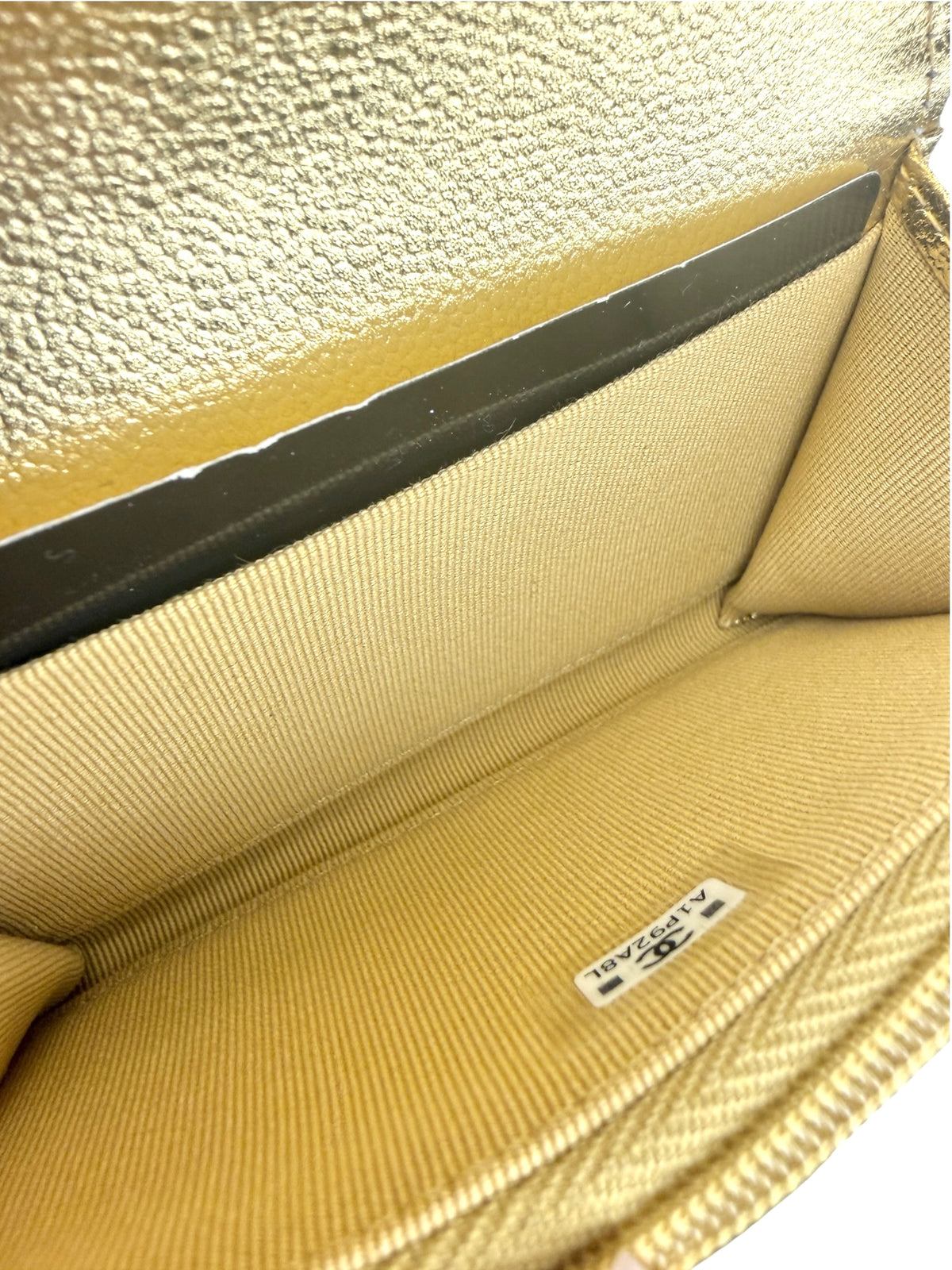 Chanel Gold Caviar Flap Card Case T9077