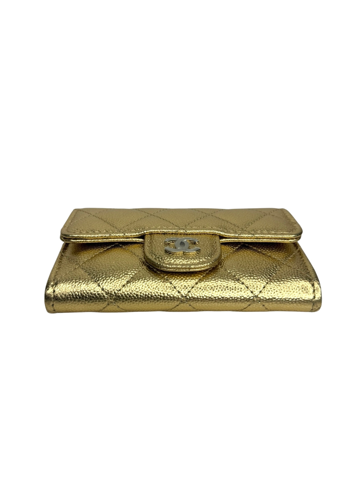Chanel Gold Caviar Flap Card Case T9077