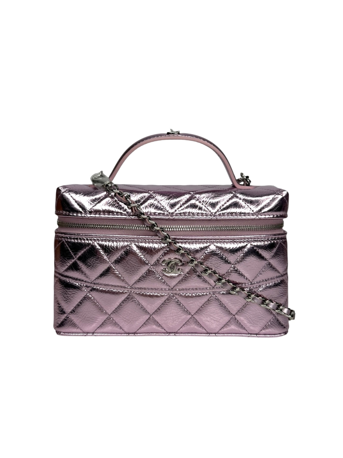 Chanel Metallic Pink Top Handle Slim Vanity T9076