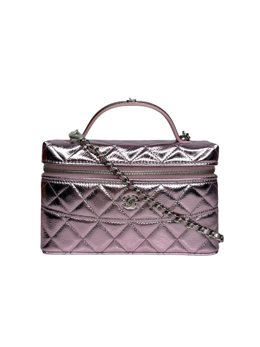 Chanel Metallic Pink Top Handle Slim Vanity T9076
