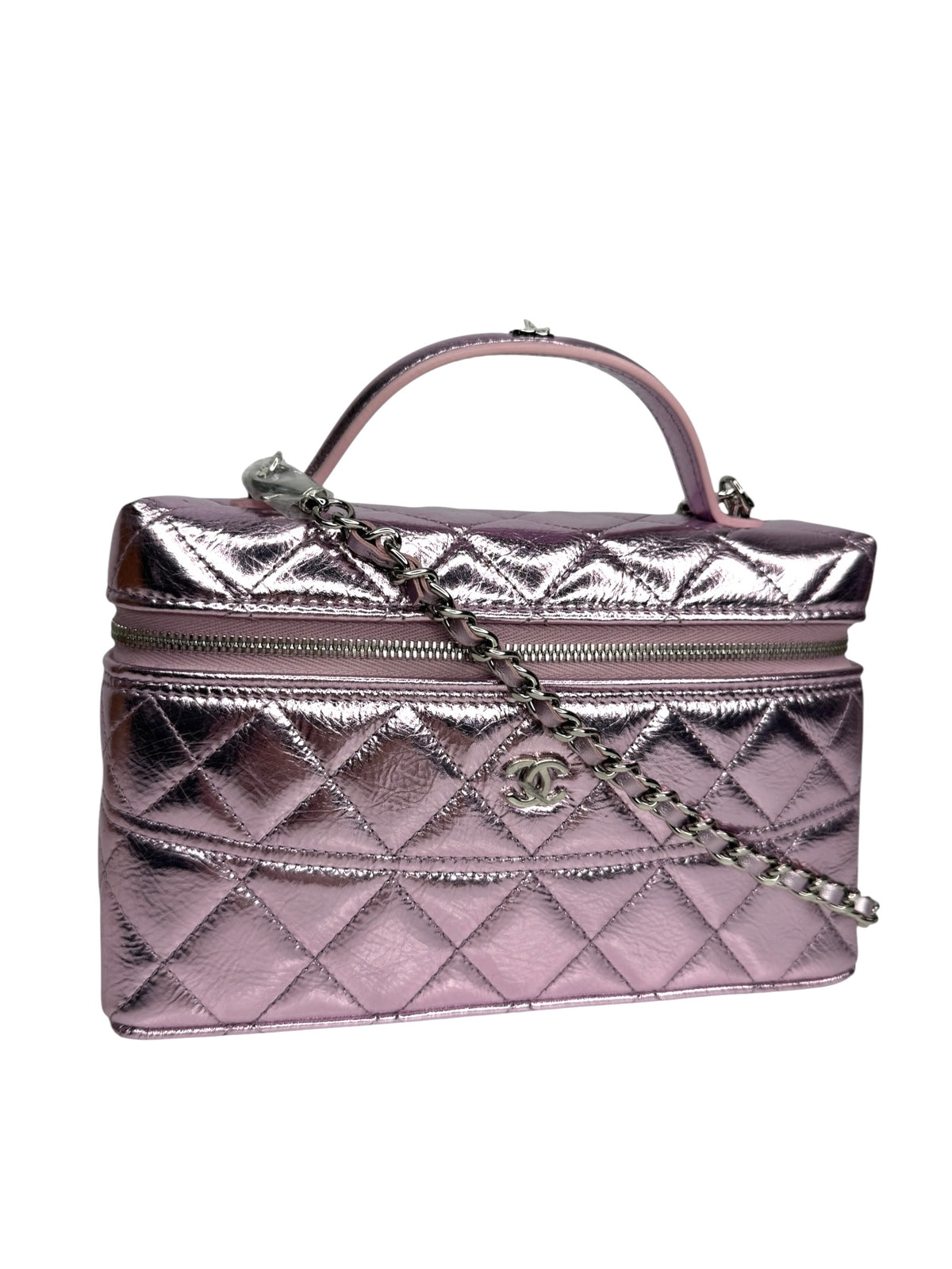 Chanel Metallic Pink Top Handle Slim Vanity T9076
