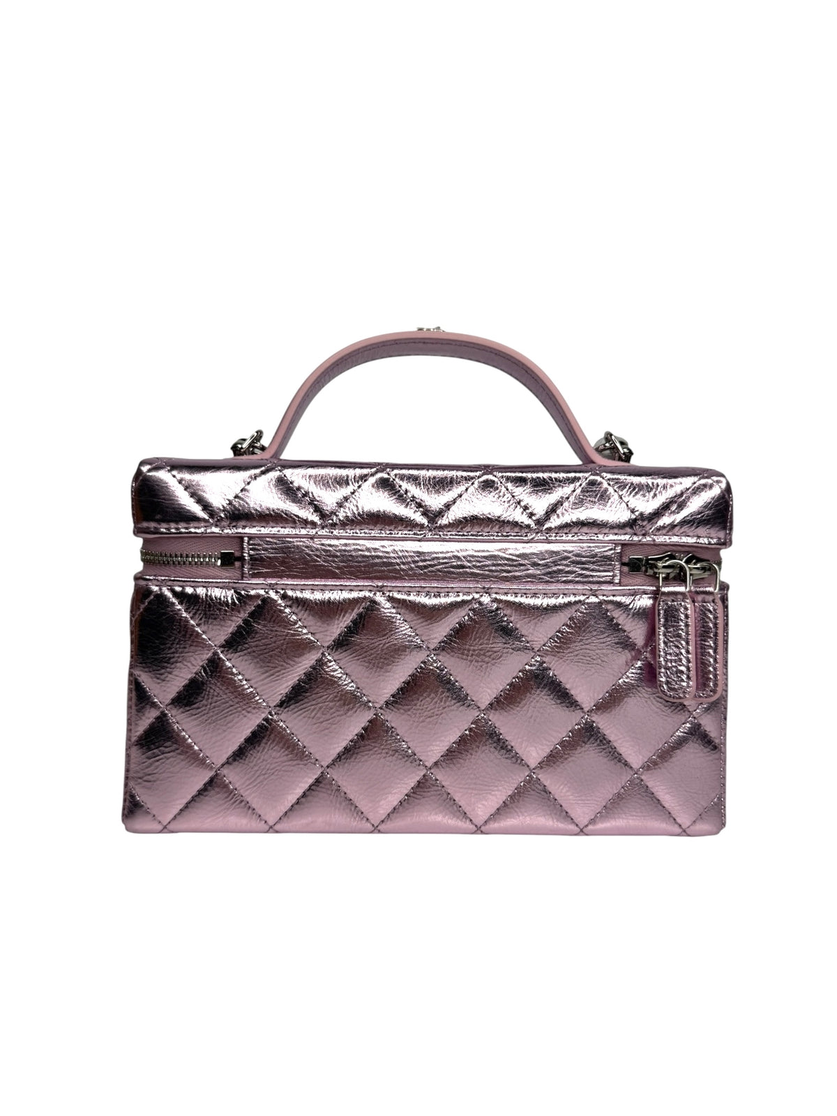 Chanel Metallic Pink Top Handle Slim Vanity T9076