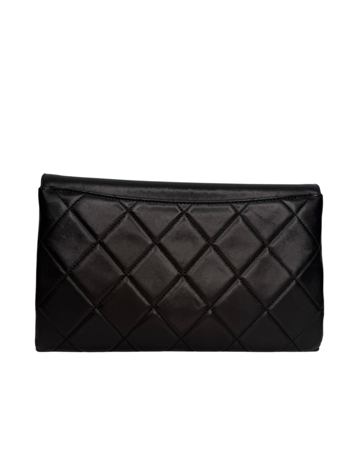 Chanel Black Retro Label Clutch On Chain T9056