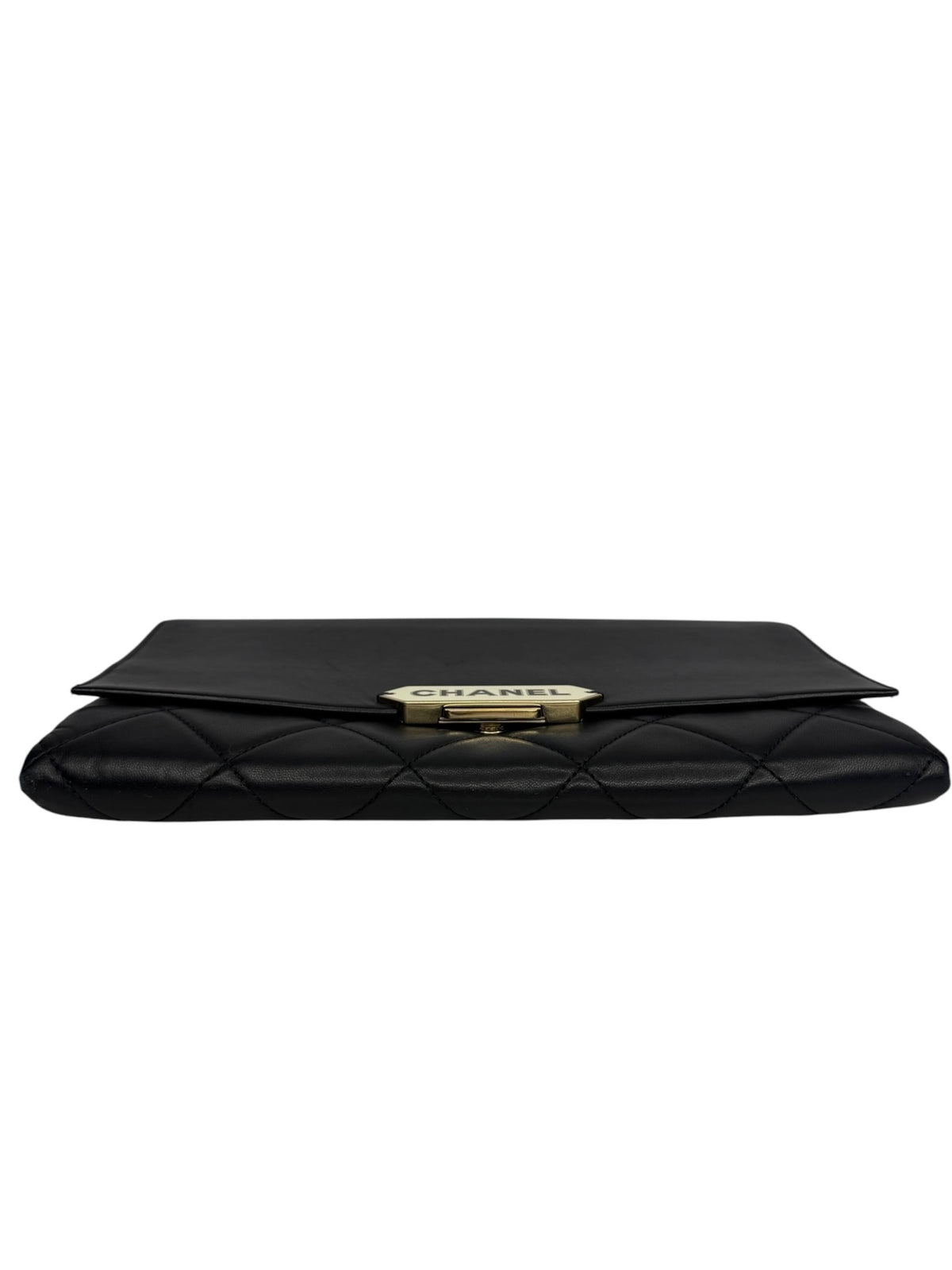Chanel Black Retro Label Clutch On Chain T9056