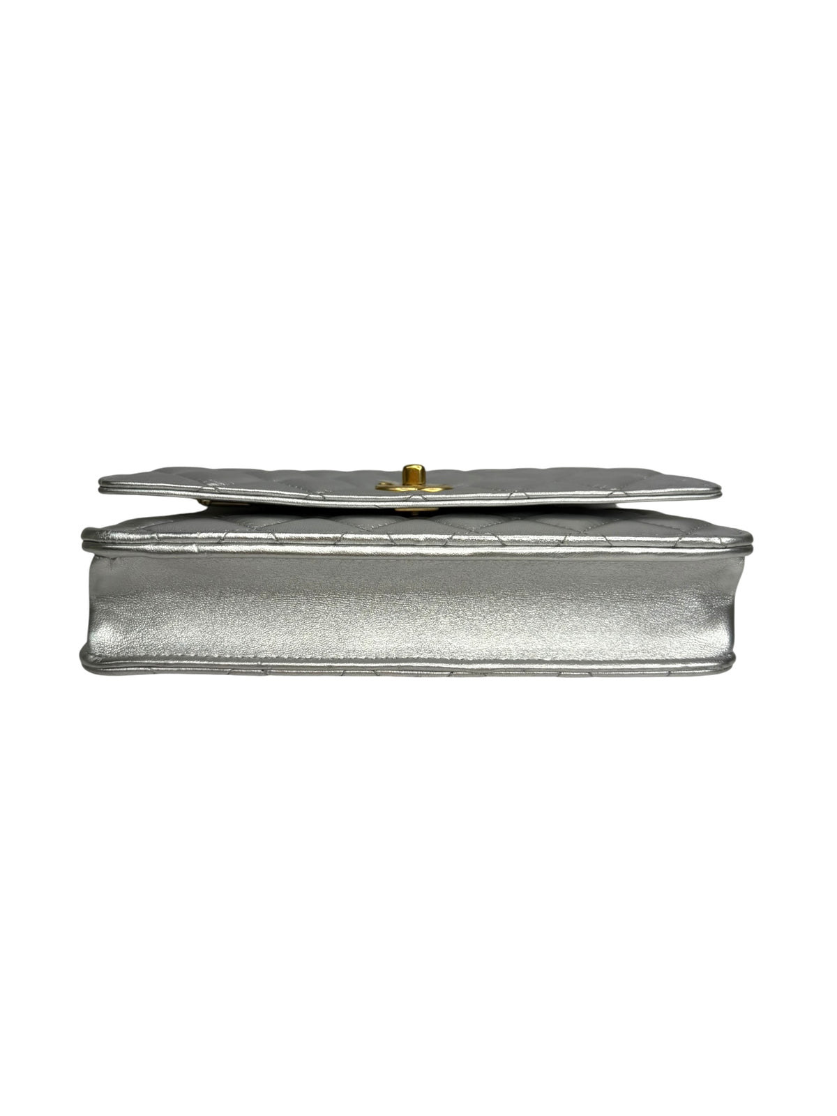 Chanel Mini Silver Pick Me Up Top Handle Wallet on Chain T9216