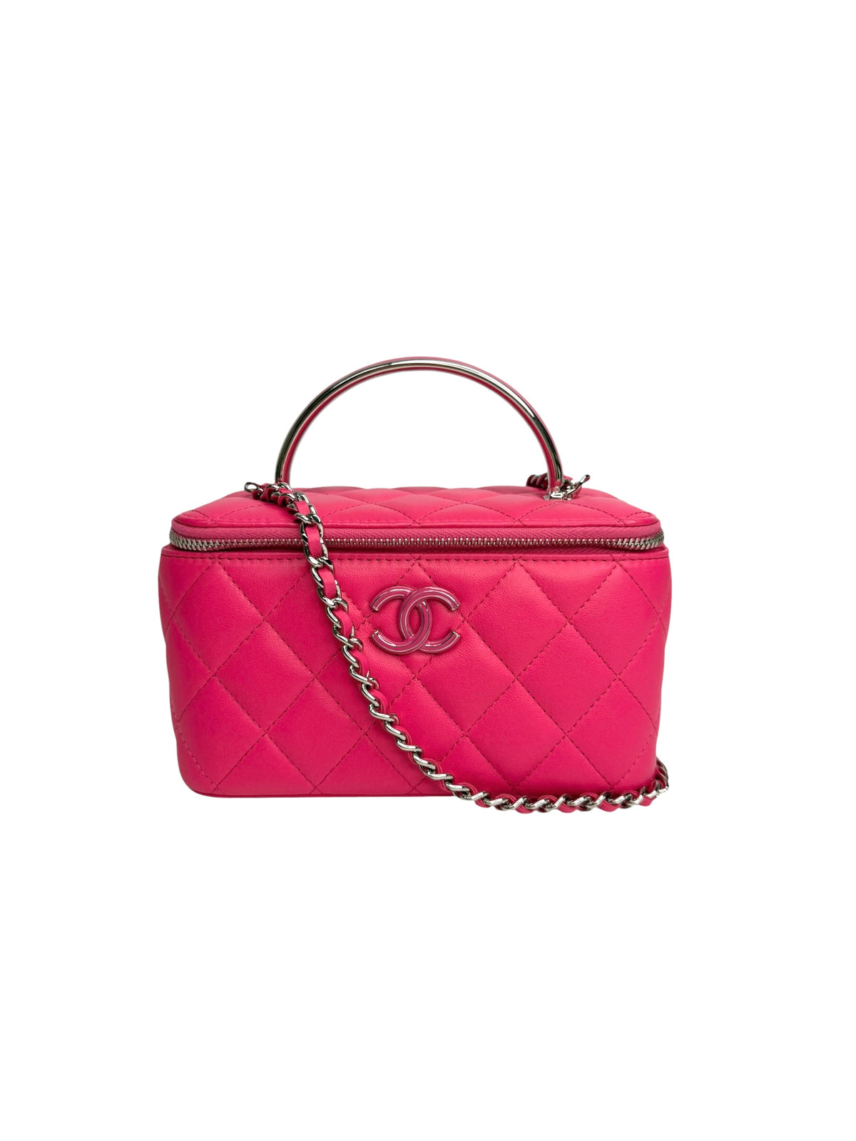 Chanel Hot Pink Lambskin Small Top Handle Vanity T9188