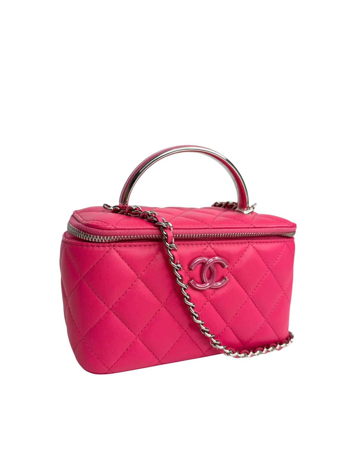 Chanel Hot Pink Lambskin Small Top Handle Vanity T9188