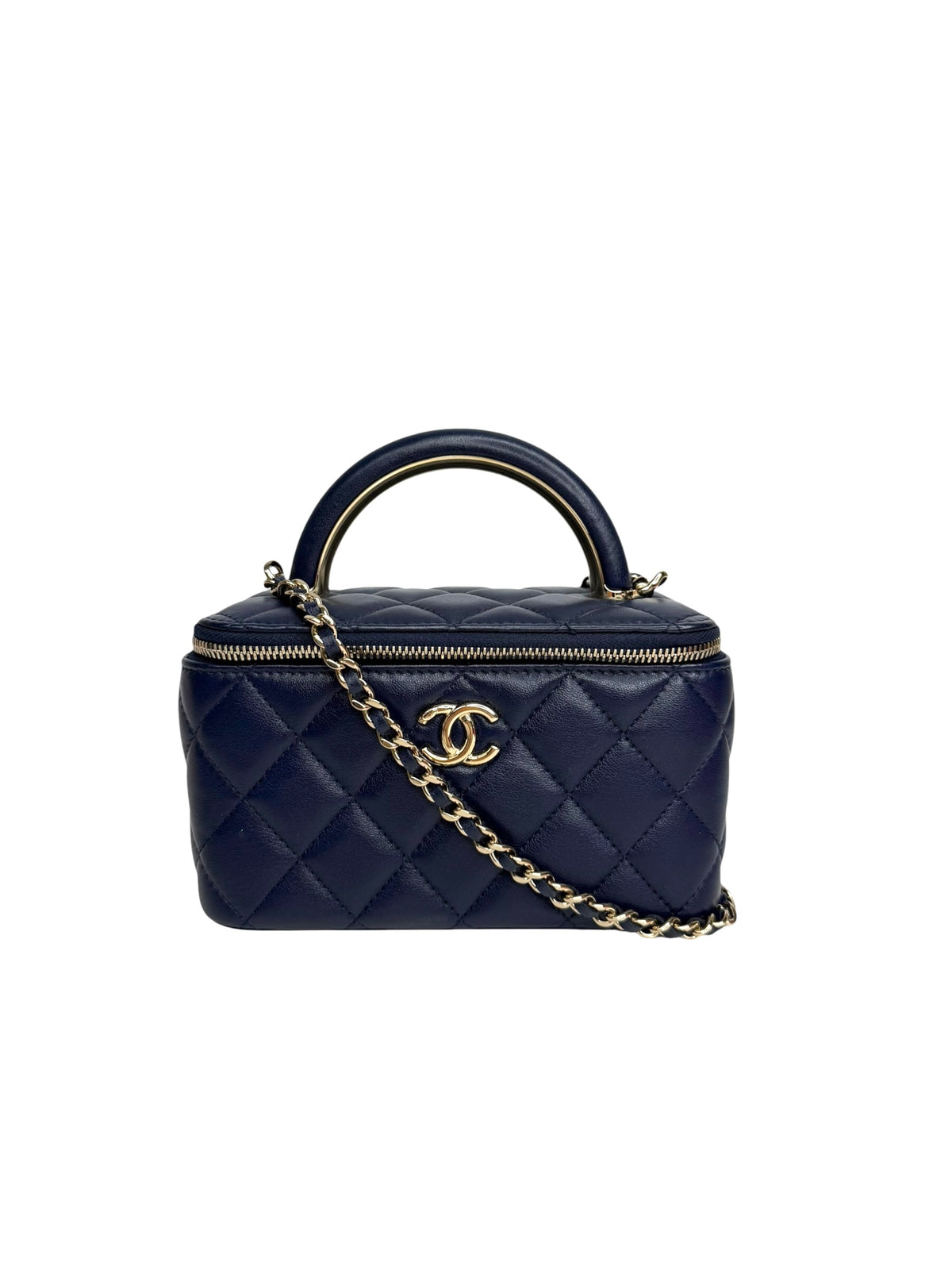 Chanel Small Navy Top Handle Vanity T9211