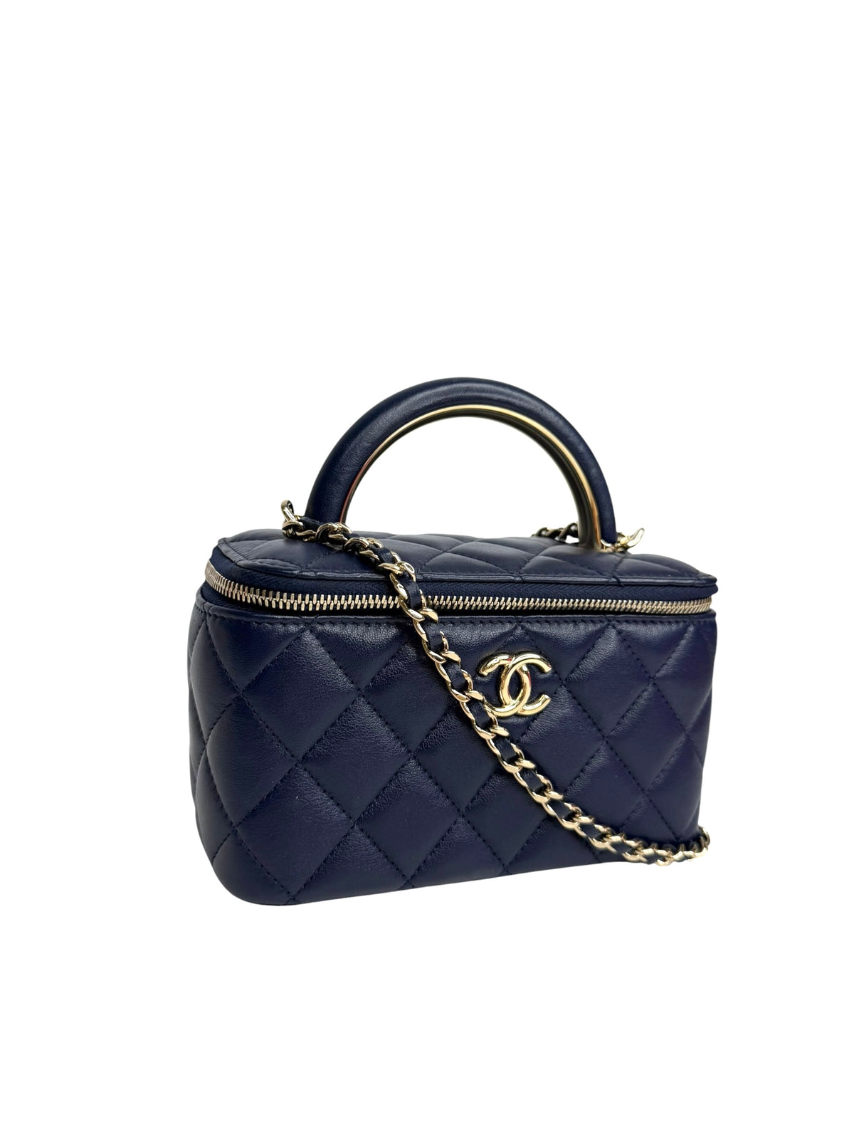 Chanel Small Navy Top Handle Vanity T9211