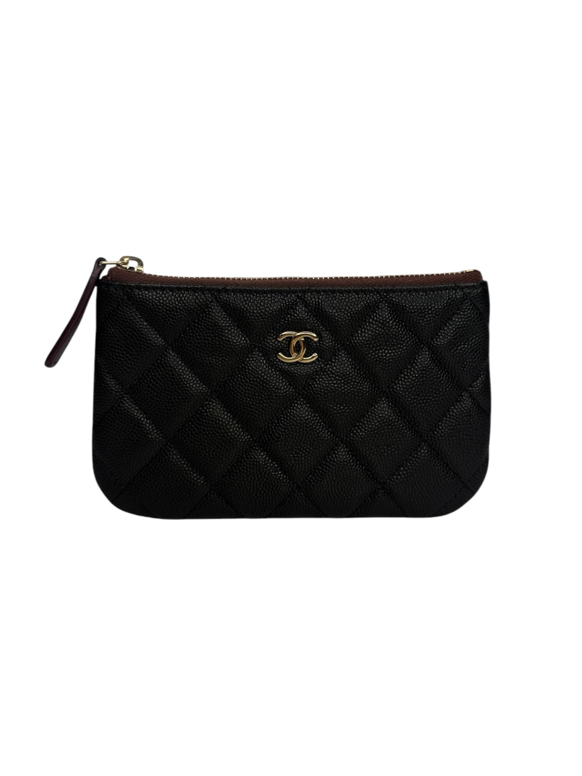 Chanel Black Caviar Mini O Case Pouch T9058