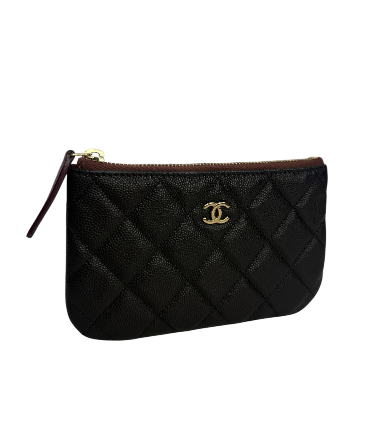 Chanel Black Caviar Mini O Case Pouch T9058
