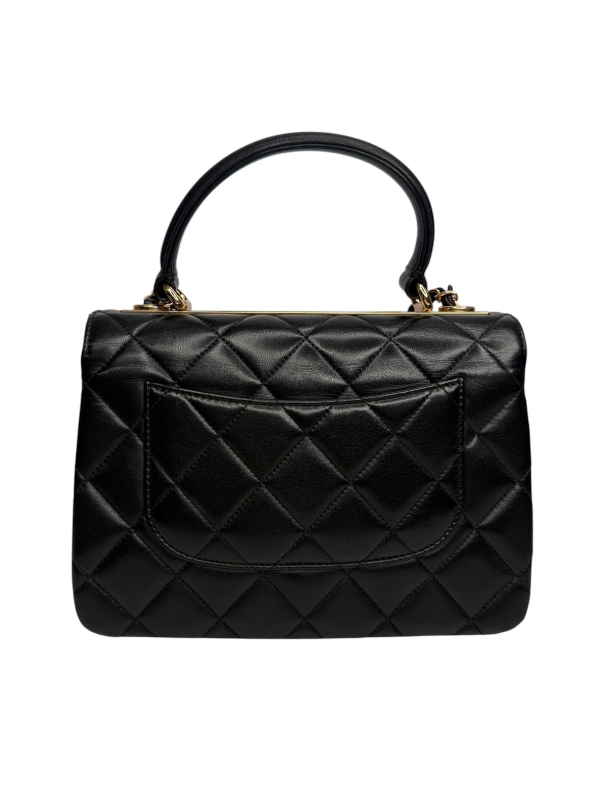 Chanel Small Trendy CC Top Handle Flap Black Rose Gold Hardware T9081