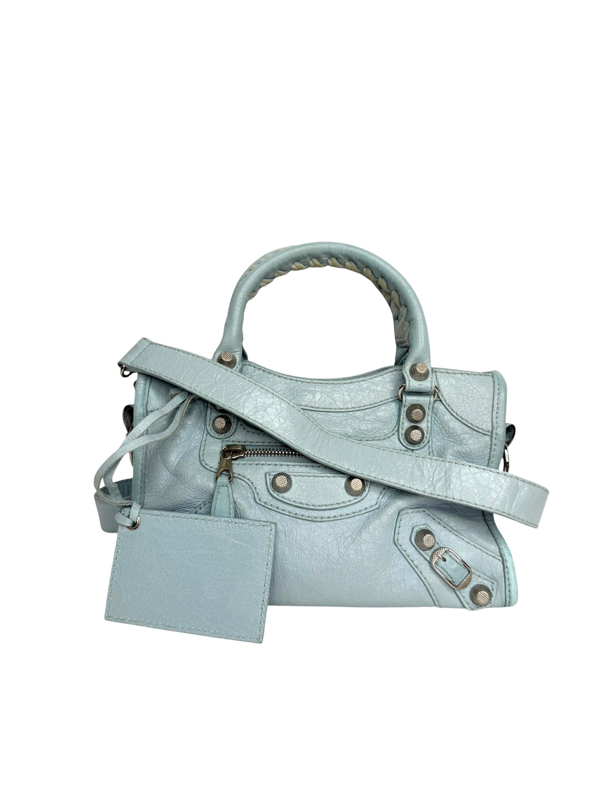 Balenciaga Light Blue Mini City Bag SHW T9224