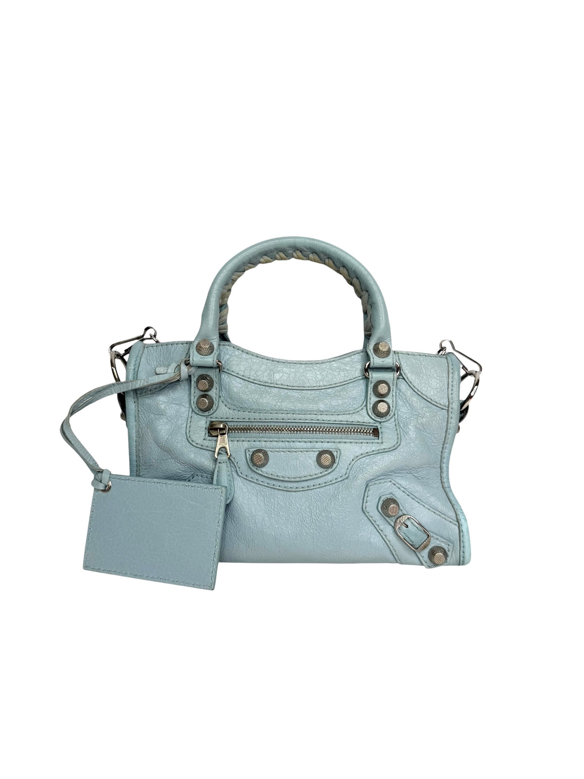 Balenciaga Light Blue Mini City Bag SHW T9224