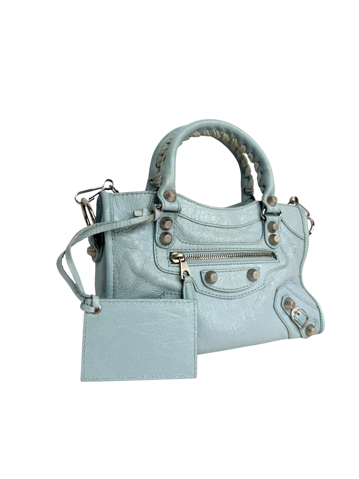 Balenciaga Light Blue Mini City Bag SHW T9224