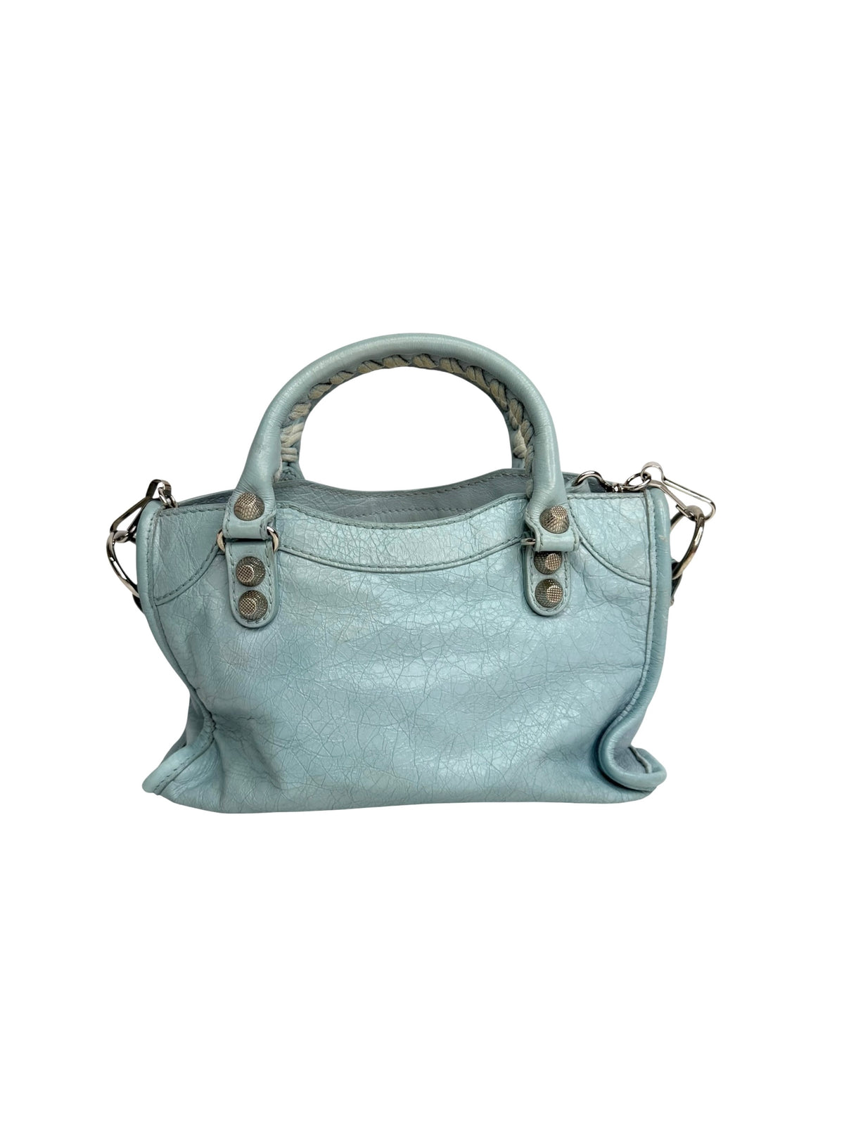 Balenciaga Light Blue Mini City Bag SHW T9224