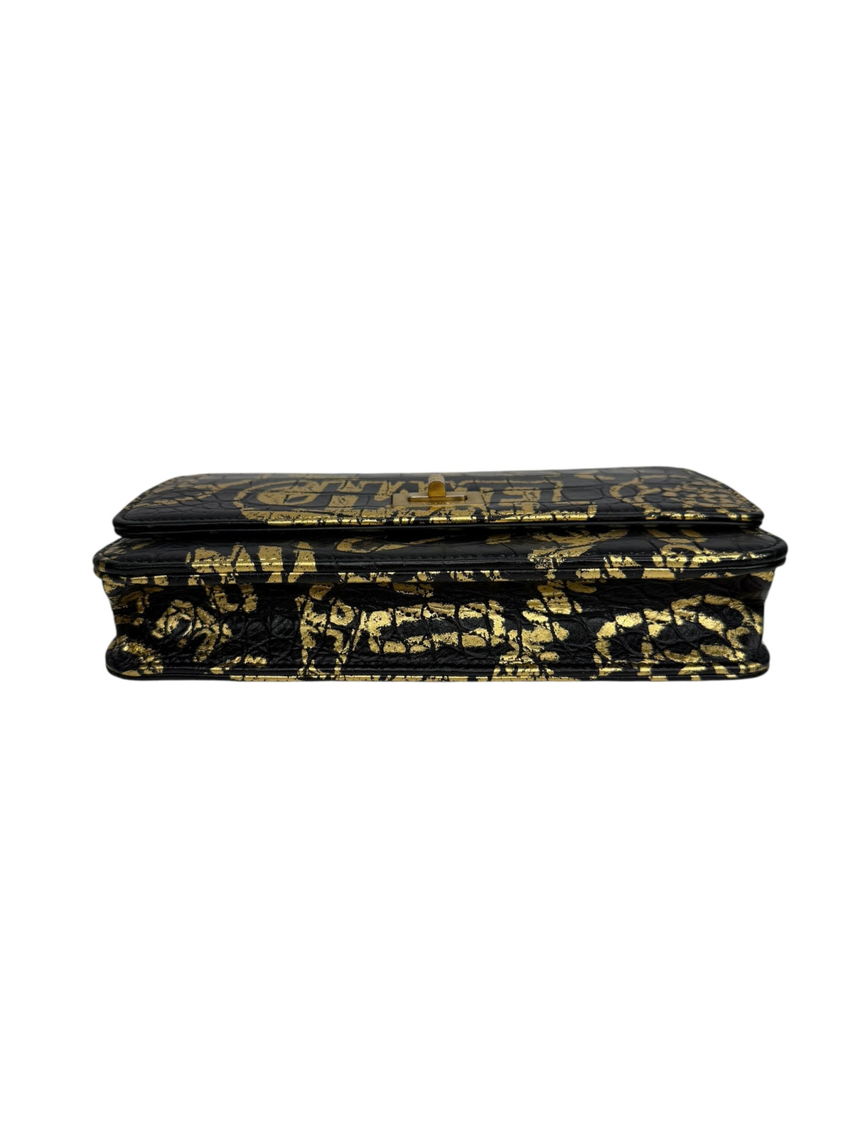 Chanel Crocodile Embossed Graffiti Wallet On Chain T9201