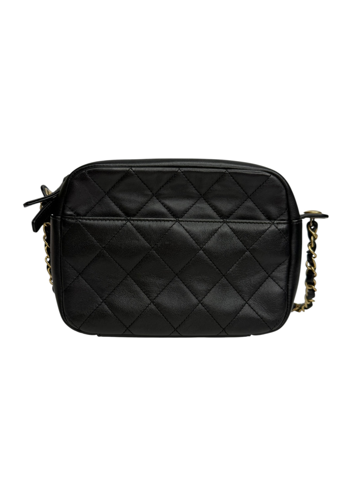 Chanel Black Quilted Calfskin Enchained Camera Case T9208