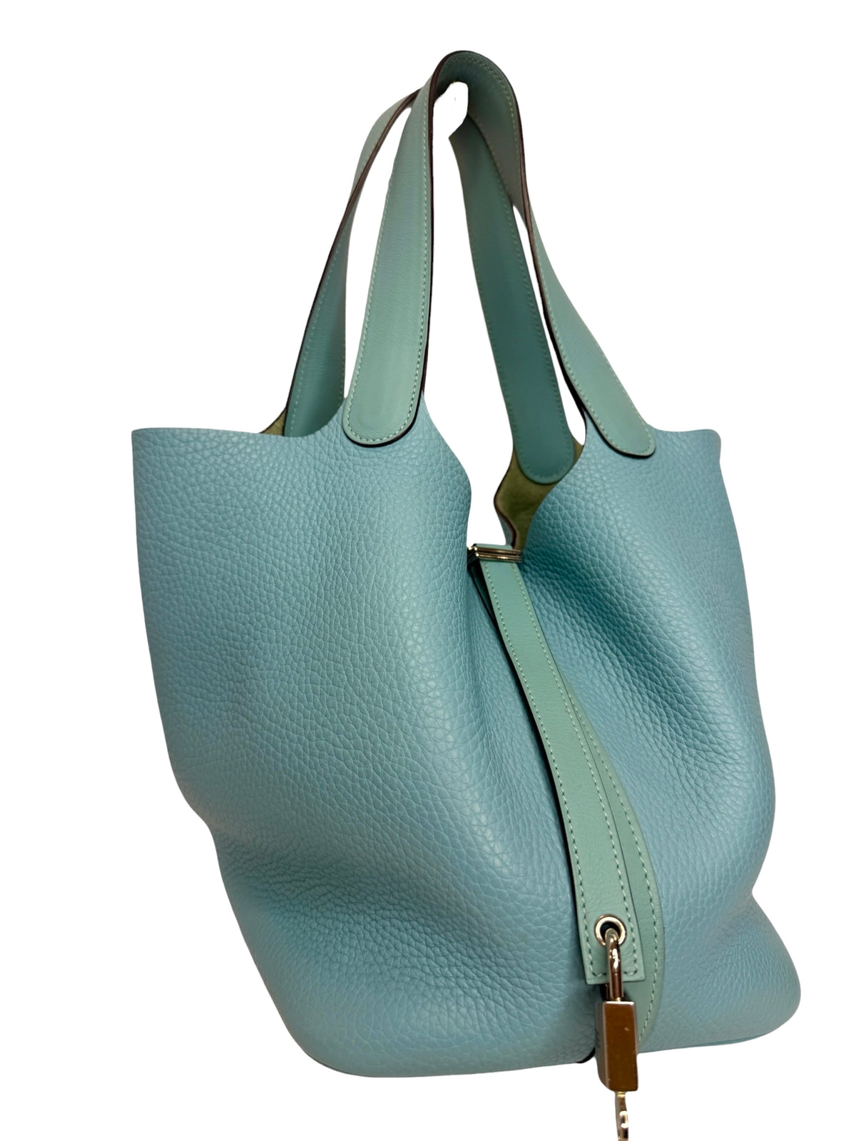 Hermes Picotin Bleu Atoll Taurillon Clemence 22 T9069