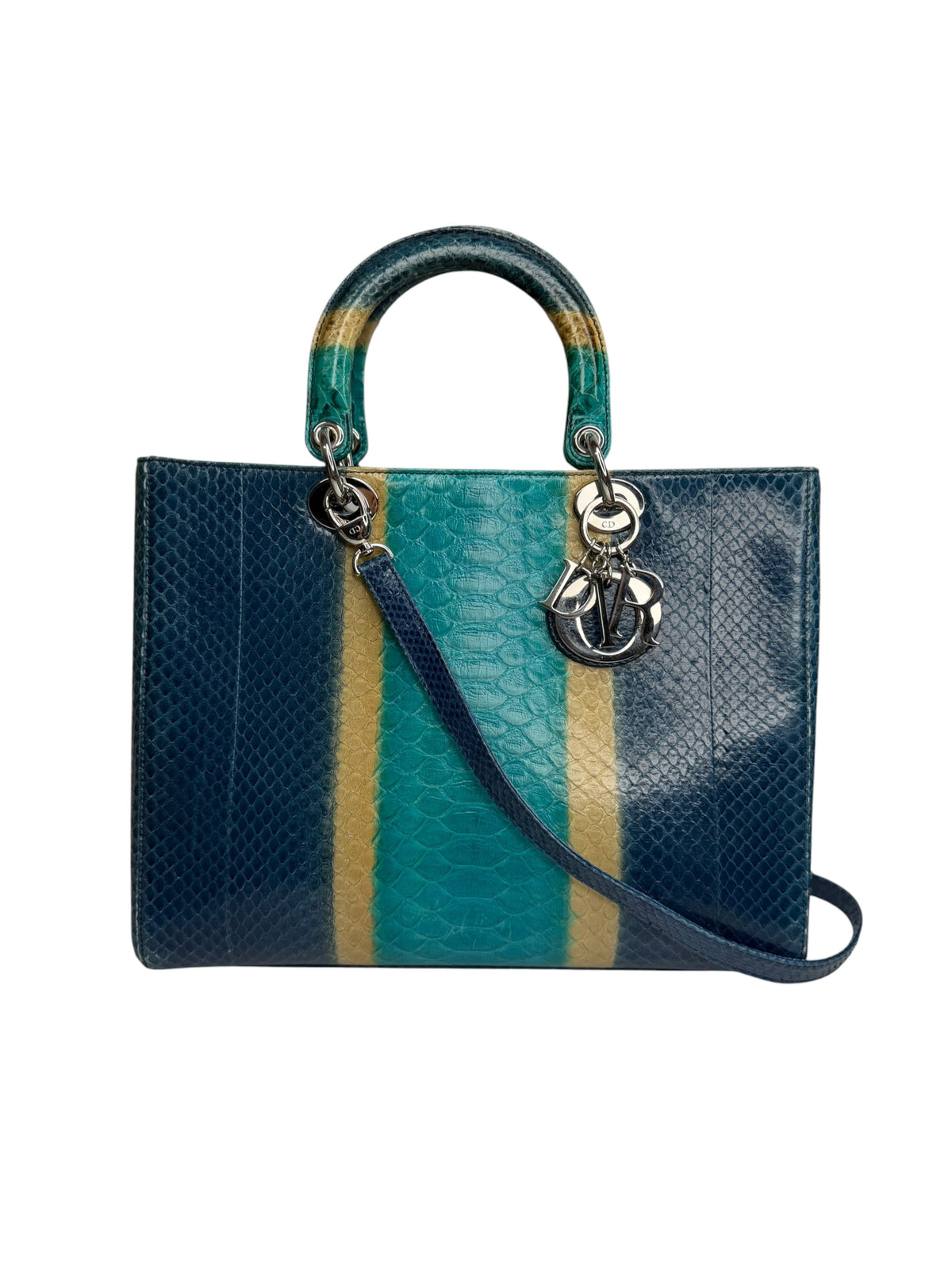 Christian Dior Large Tricolor Python Lady Dior SHW T9219
