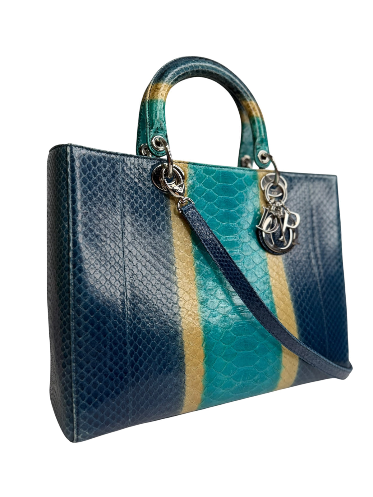 Christian Dior Large Tricolor Python Lady Dior SHW T9219