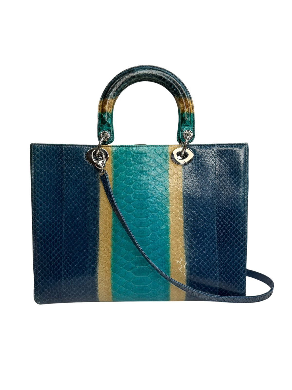 Christian Dior Large Tricolor Python Lady Dior SHW T9219