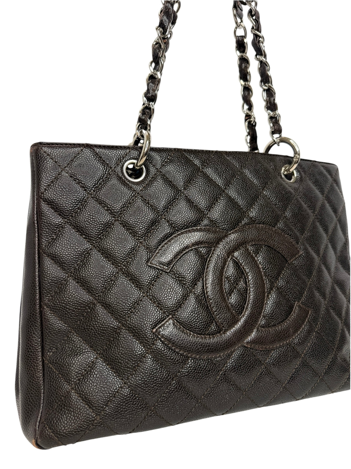 Chanel Brown Caviar Grand Shopping Tote SHW T8977
