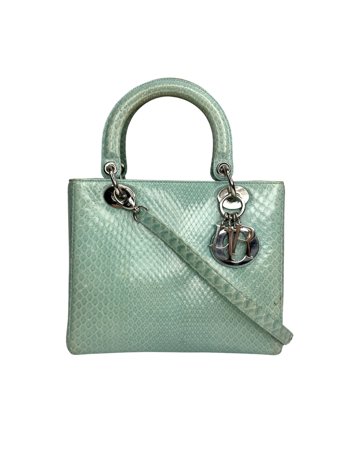 Dior Blue Python Medium Lady Dior SHW T9043