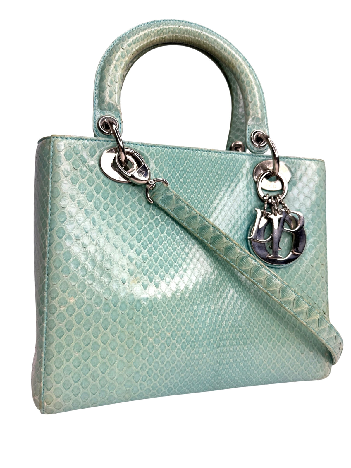 Dior Blue Python Medium Lady Dior SHW T9043
