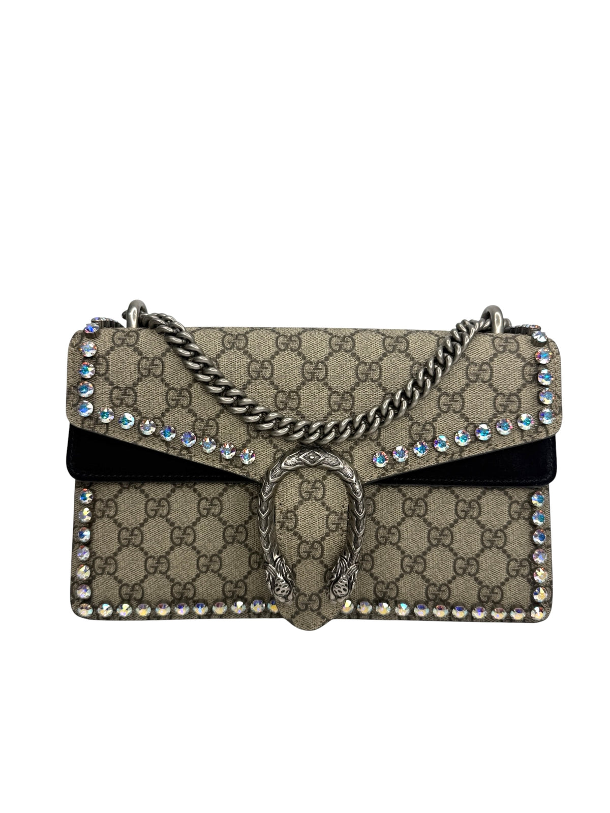 Gucci GG Supreme Small Monogram Crystal Dionysus Black T9034