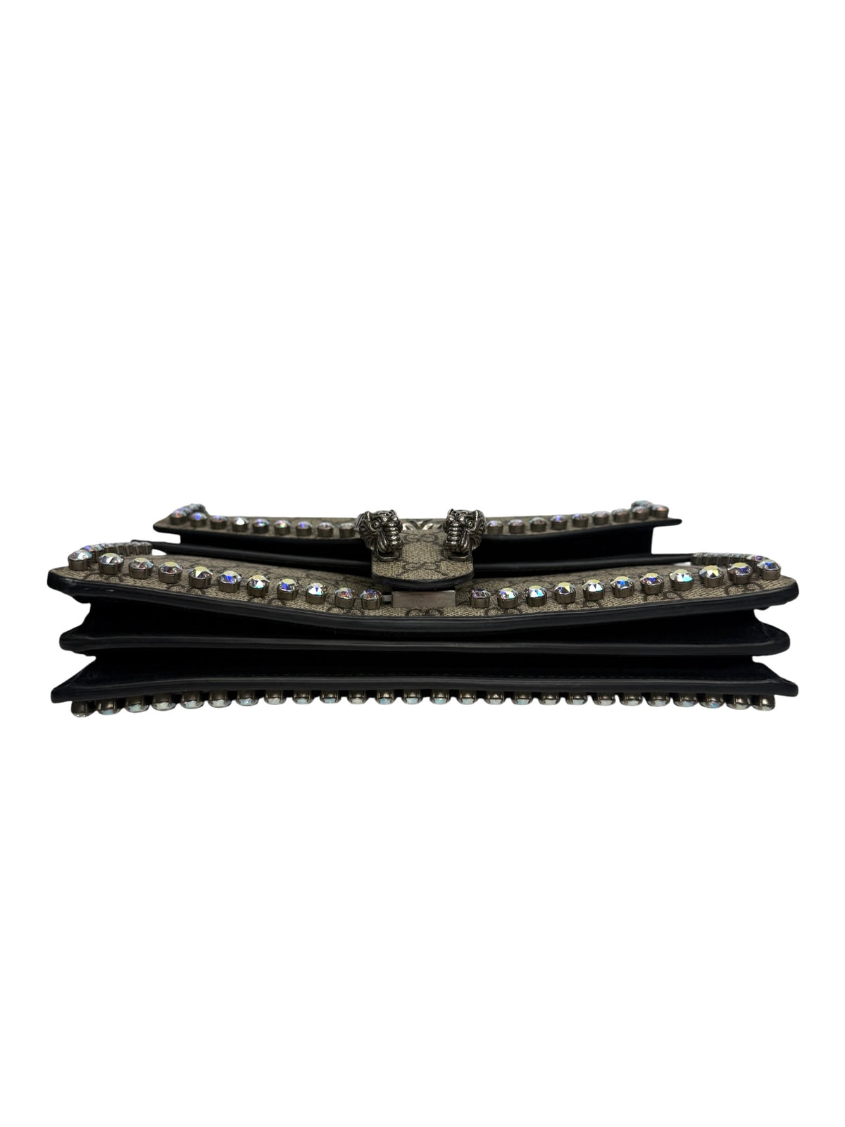 Gucci GG Supreme Small Monogram Crystal Dionysus Black T9034