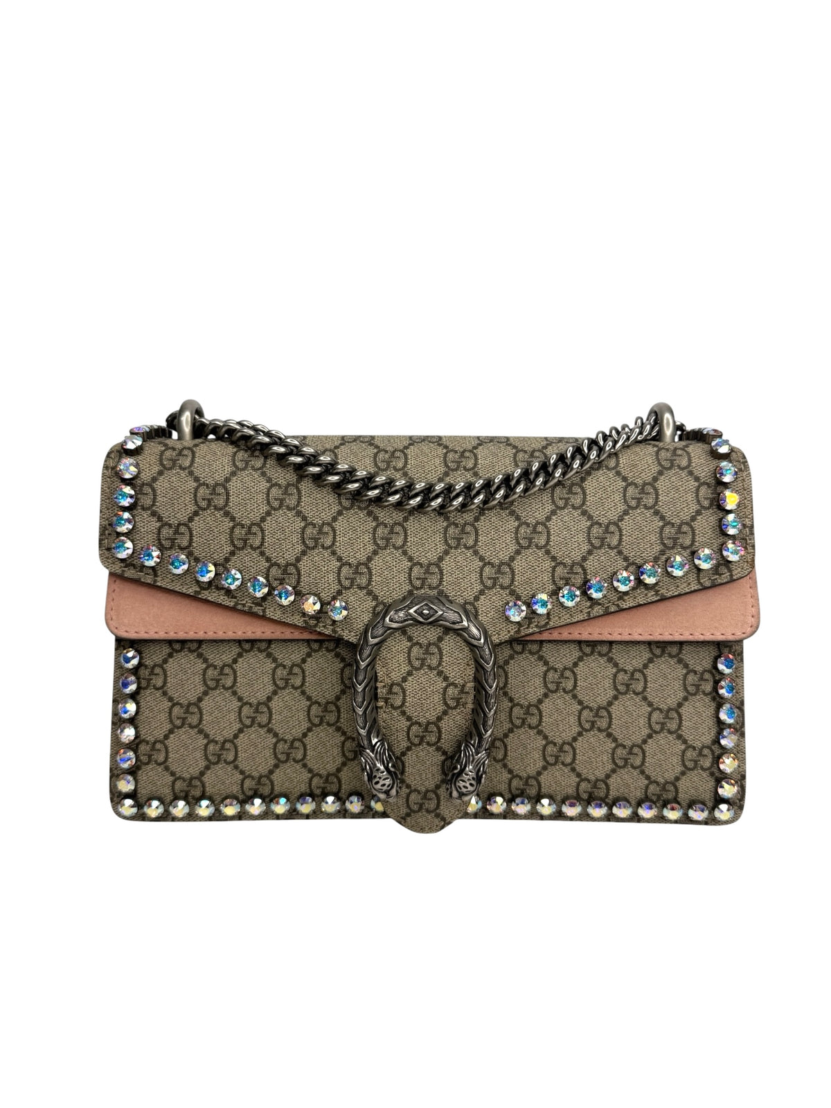 Gucci GG Supreme Small Monogram Crystal Dionysus Pink T9039