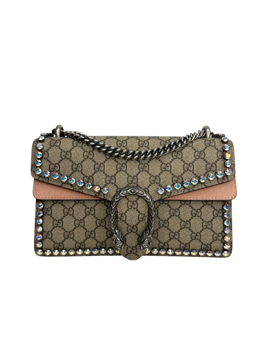 Gucci GG Supreme Small Monogram Crystal Dionysus Pink T9039