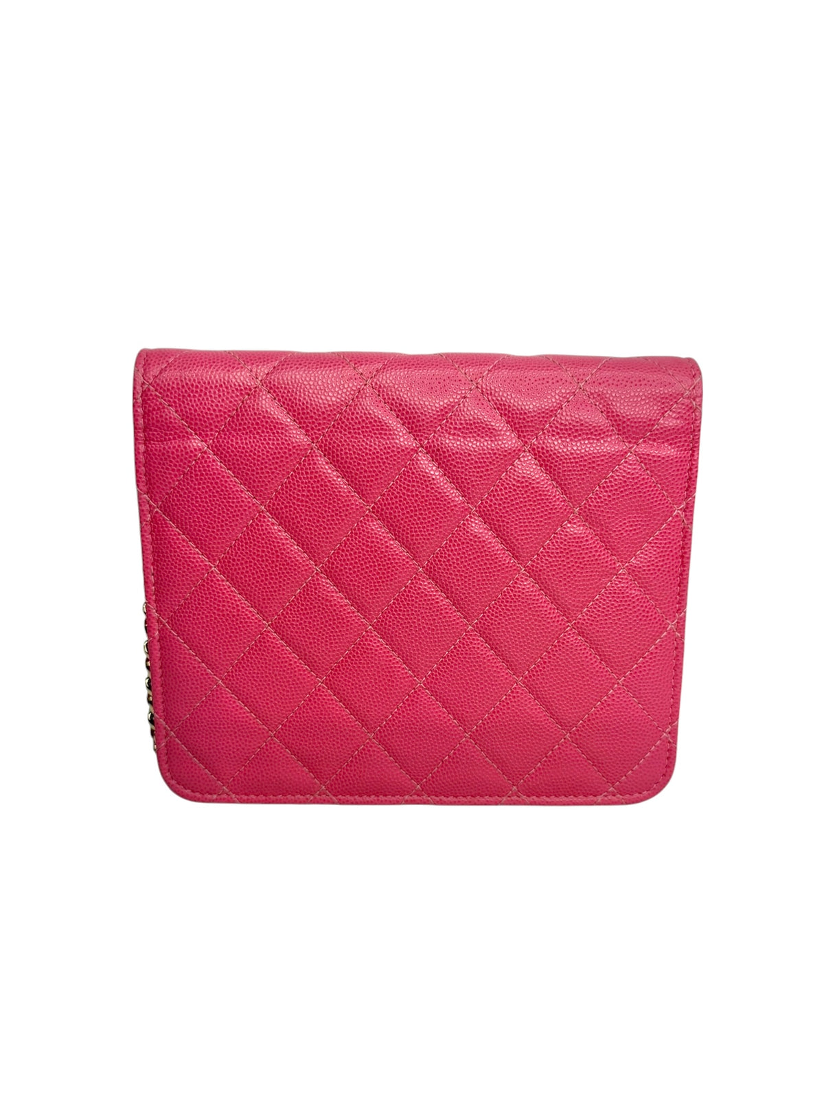 Chanel Pink Caviar Square Wallet on Chain T6678