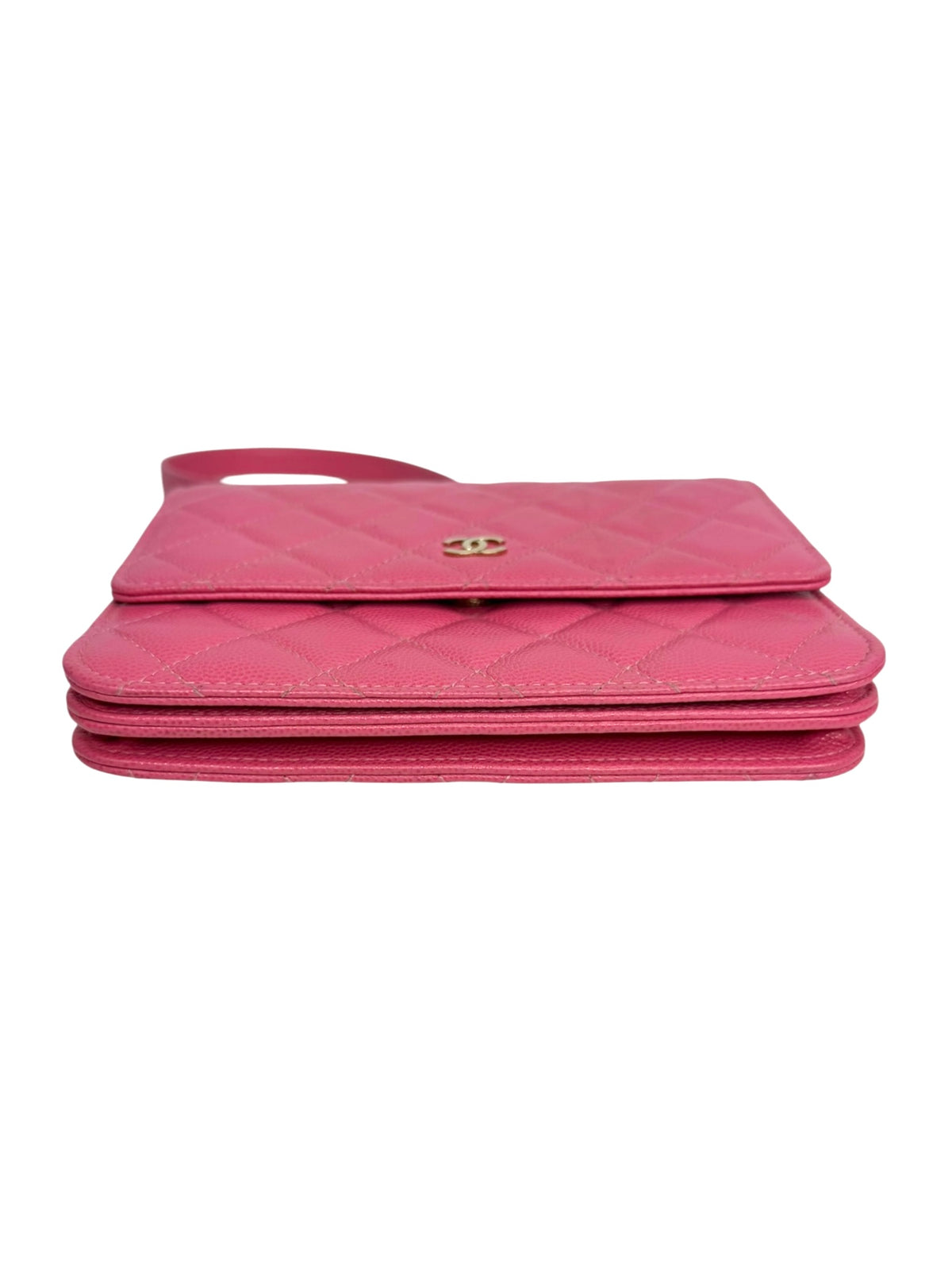 Chanel Pink Caviar Square Wallet on Chain T6678