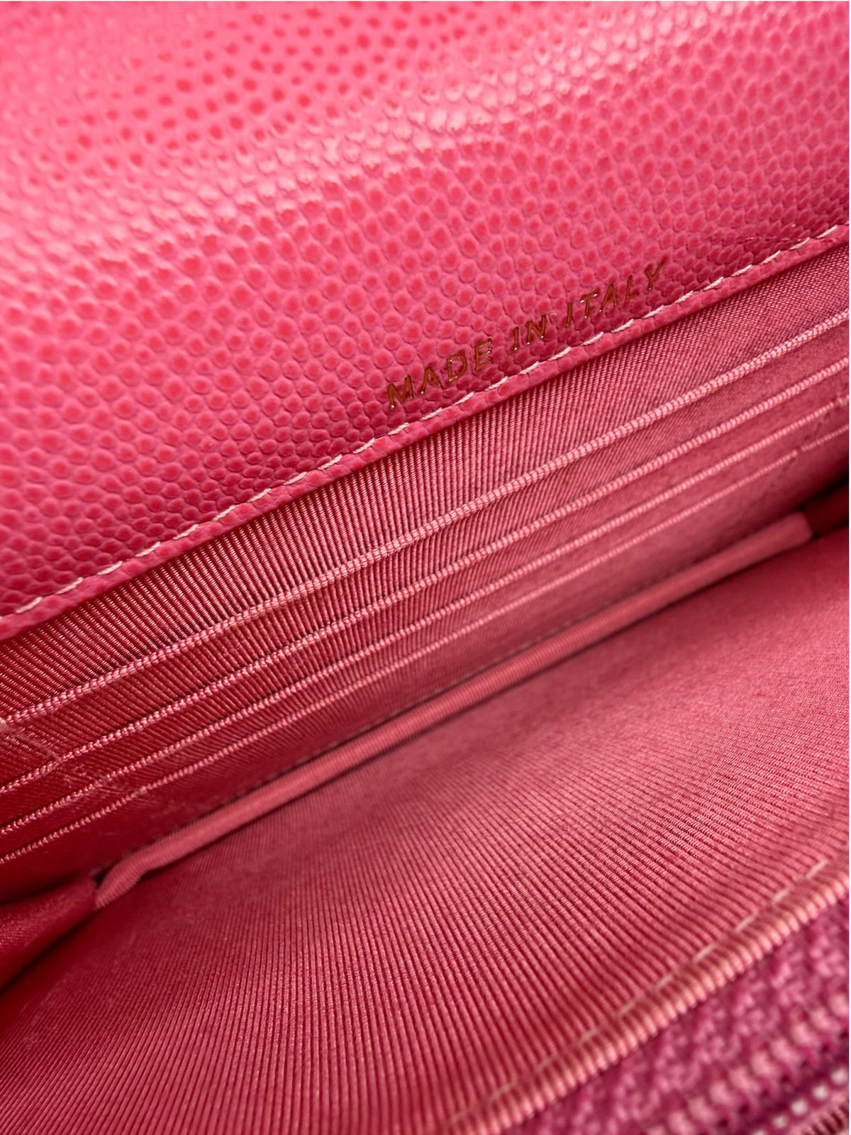 Chanel Pink Caviar Square Wallet on Chain T6678