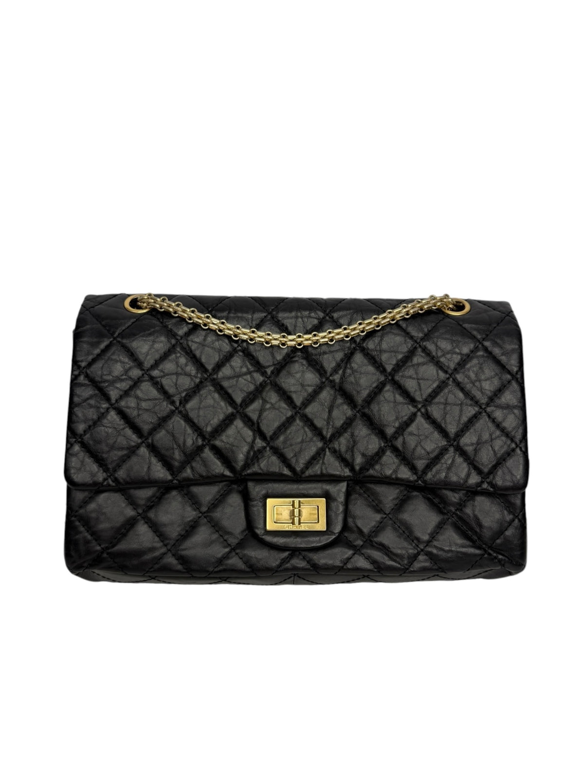 Chanel 2.55 Reissue Black Aged Calfskin Jumbo T9048