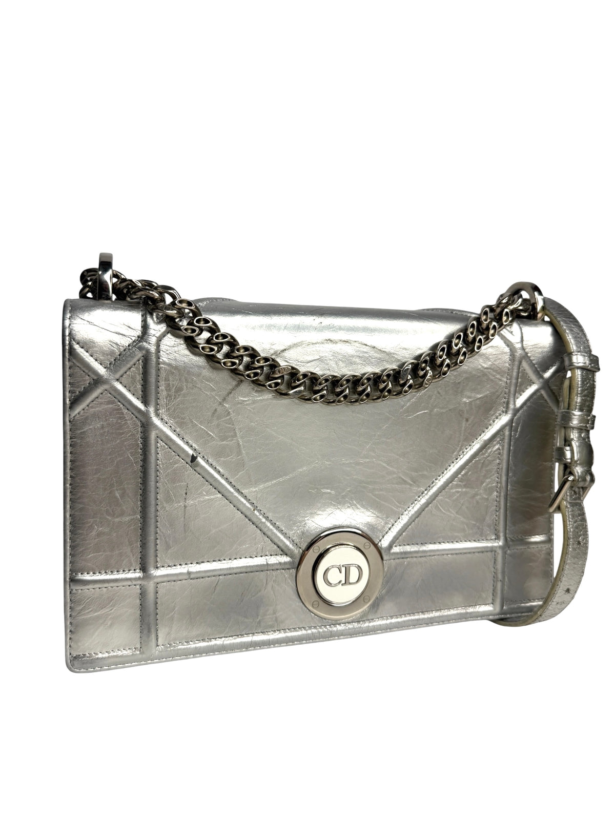 Christian Dior Silver Lambskin Diorama T9063