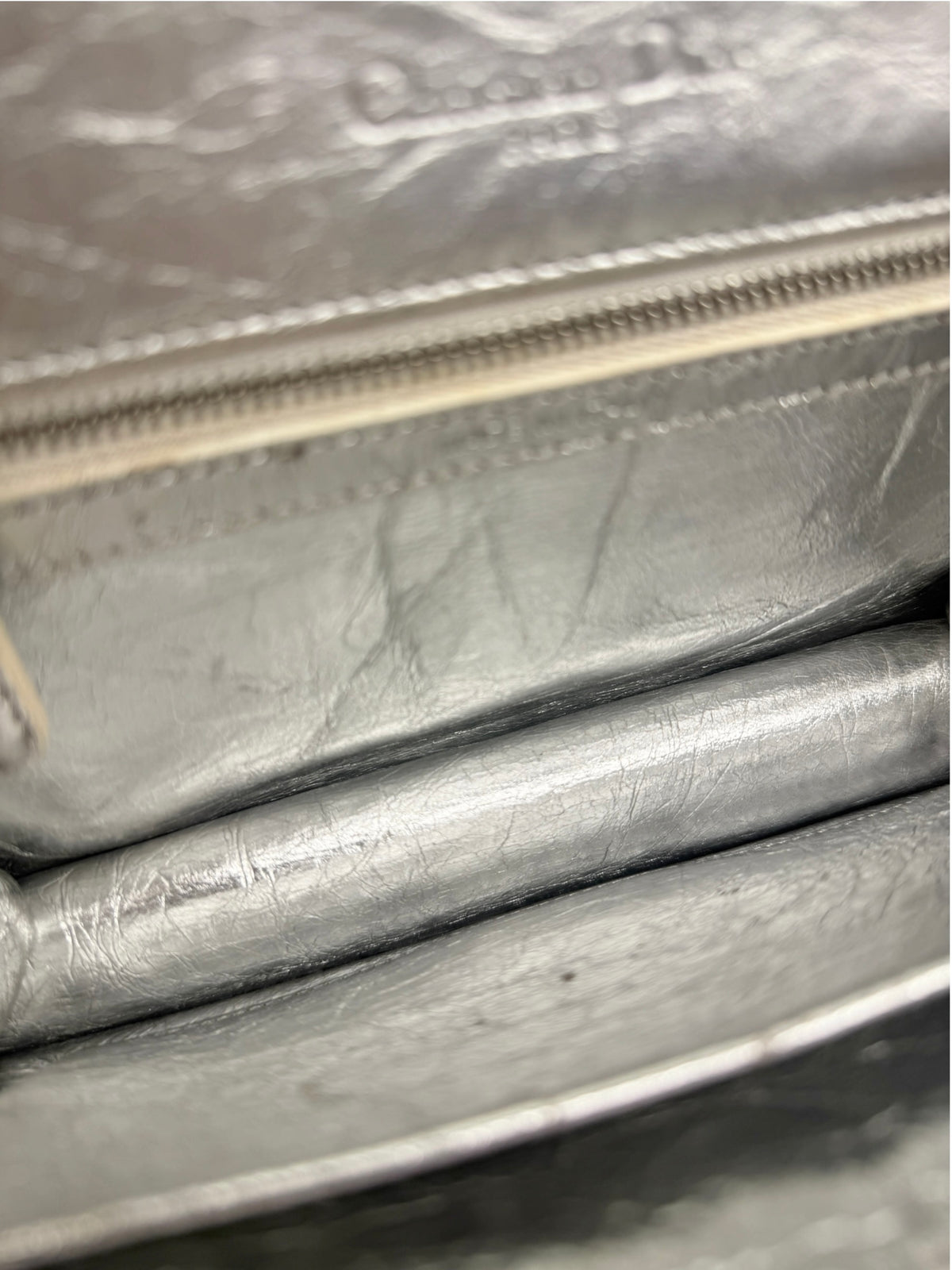 Christian Dior Silver Lambskin Diorama T9063