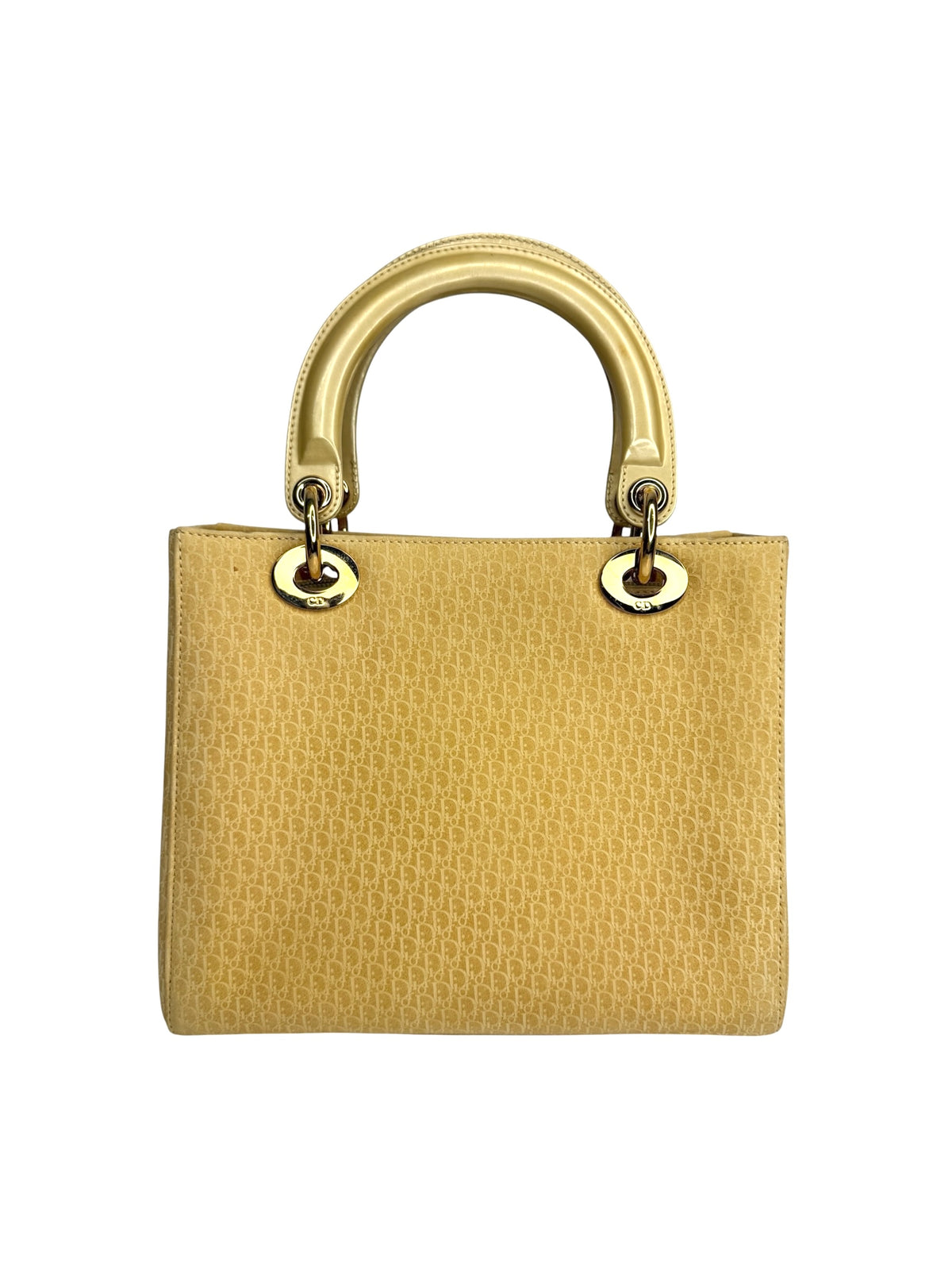 Christian Dior Vintage Suede Medium Lady Dior Yellow T9067