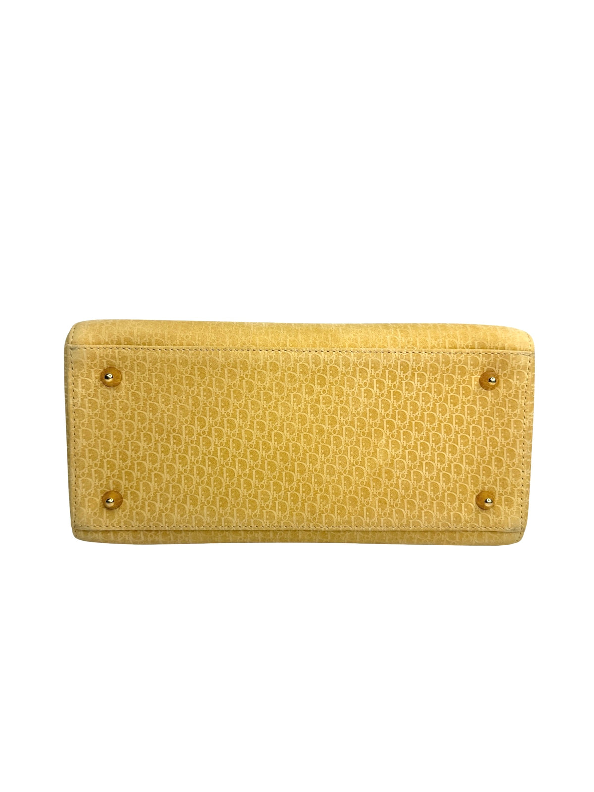 Christian Dior Vintage Suede Medium Lady Dior Yellow T9067