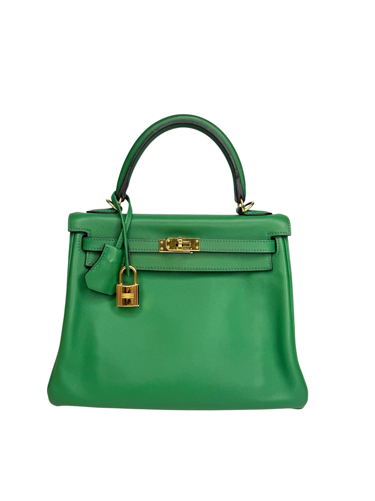 Hermes Kelly 25 Green Swift Gold Hardware T9093