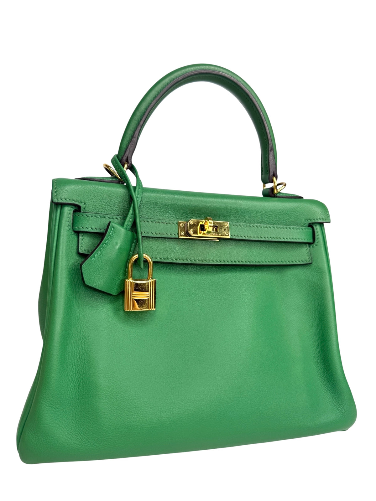 Hermes Kelly 25 Green Swift Gold Hardware T9093