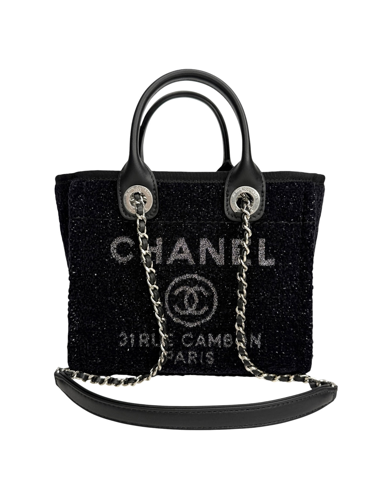 Chanel Black Tweed Mini Deauville Tote T8305