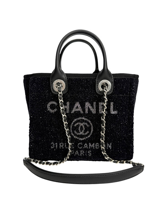 Chanel Black Tweed Mini Deauville Tote T8305