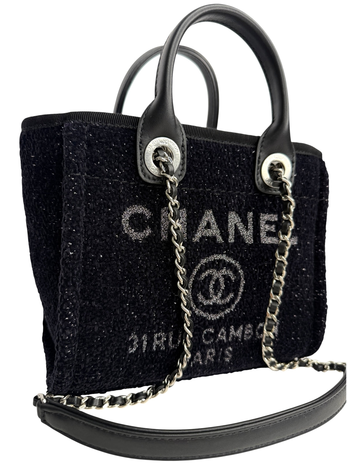 Chanel Black Tweed Mini Deauville Tote T8305