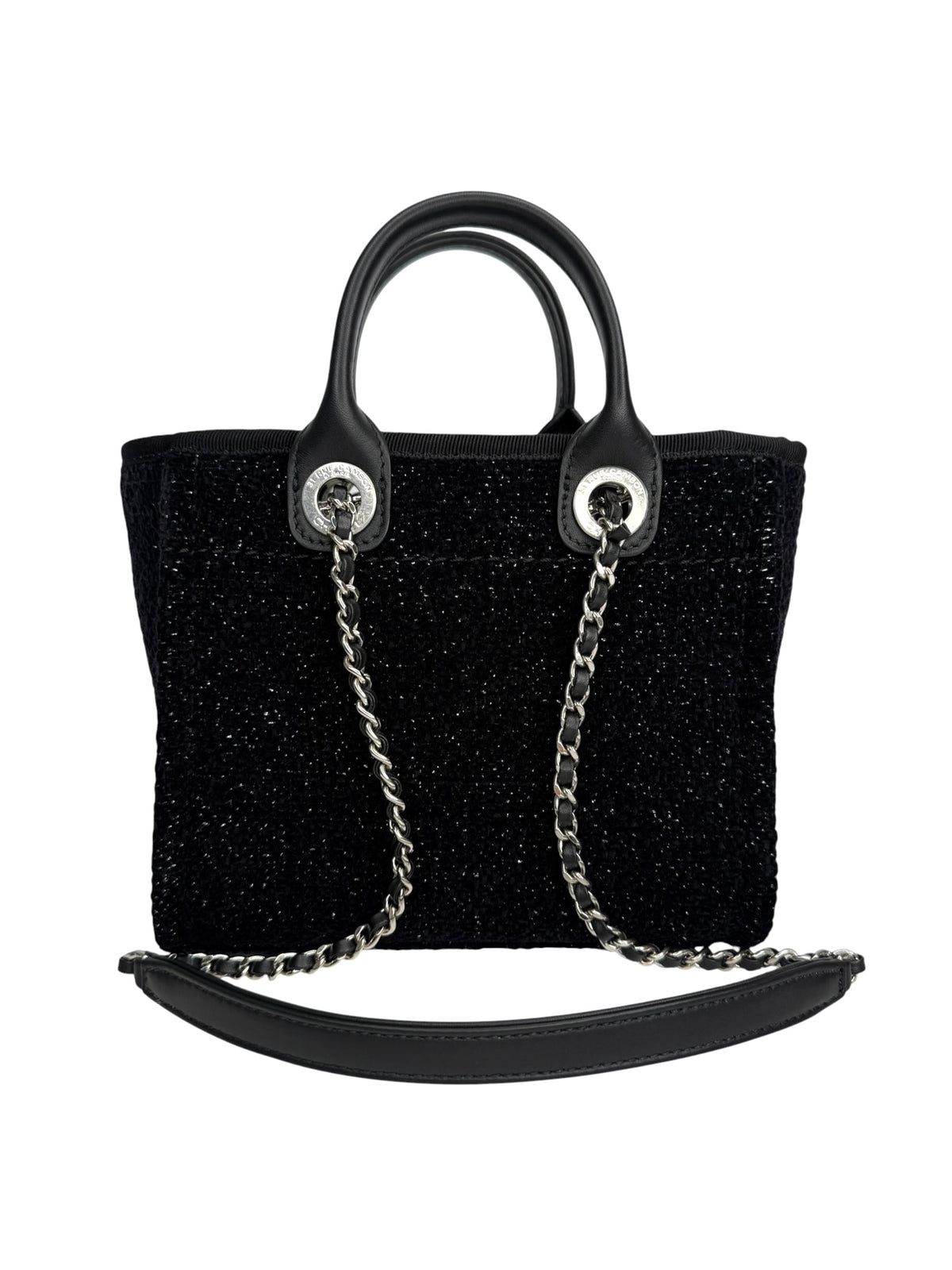 Chanel Black Tweed Mini Deauville Tote T8305
